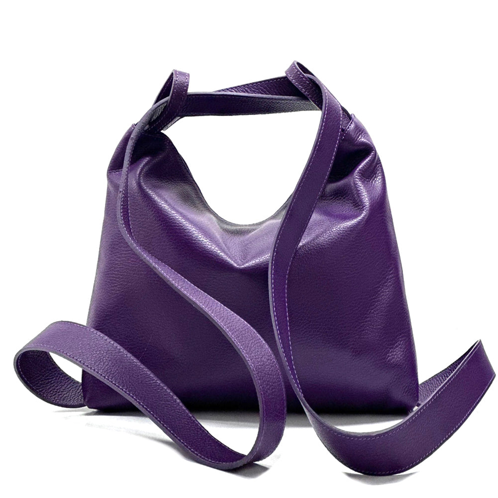 Greta convertible leather backpack in purple