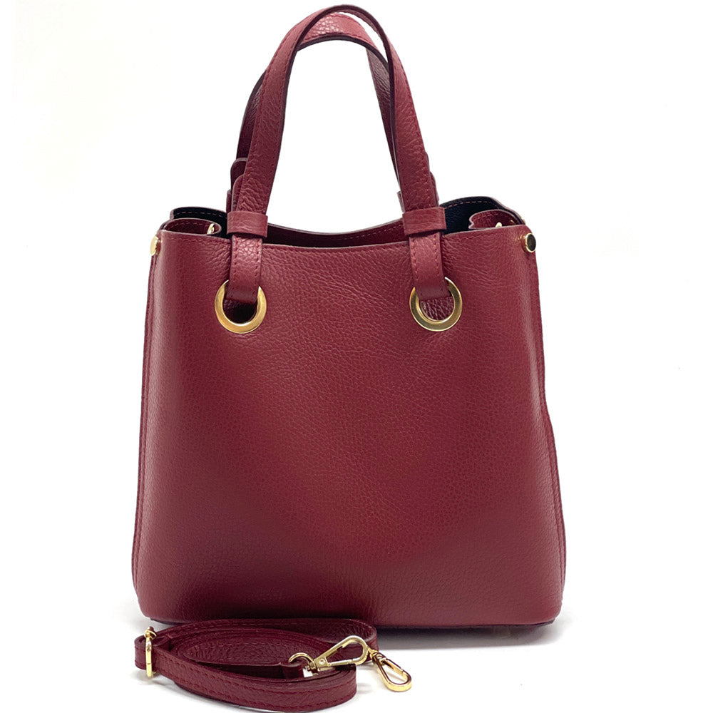 Eleonora leather shoulder bag in color red