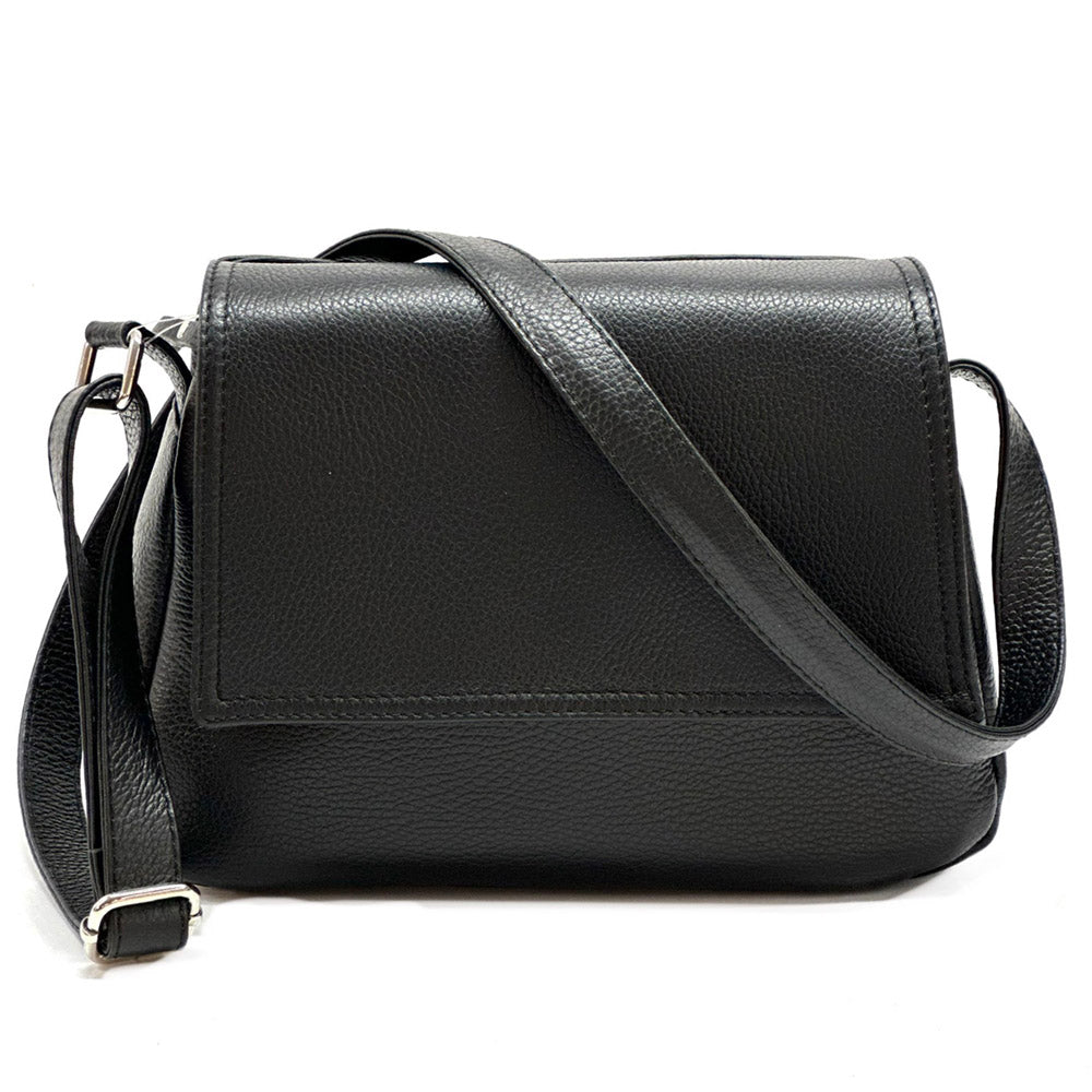 Felicità black Italian Leather Crossbody bag with adjustable strap
