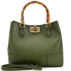 Front view of Fabrizia Tuscany Leather Handbag in green