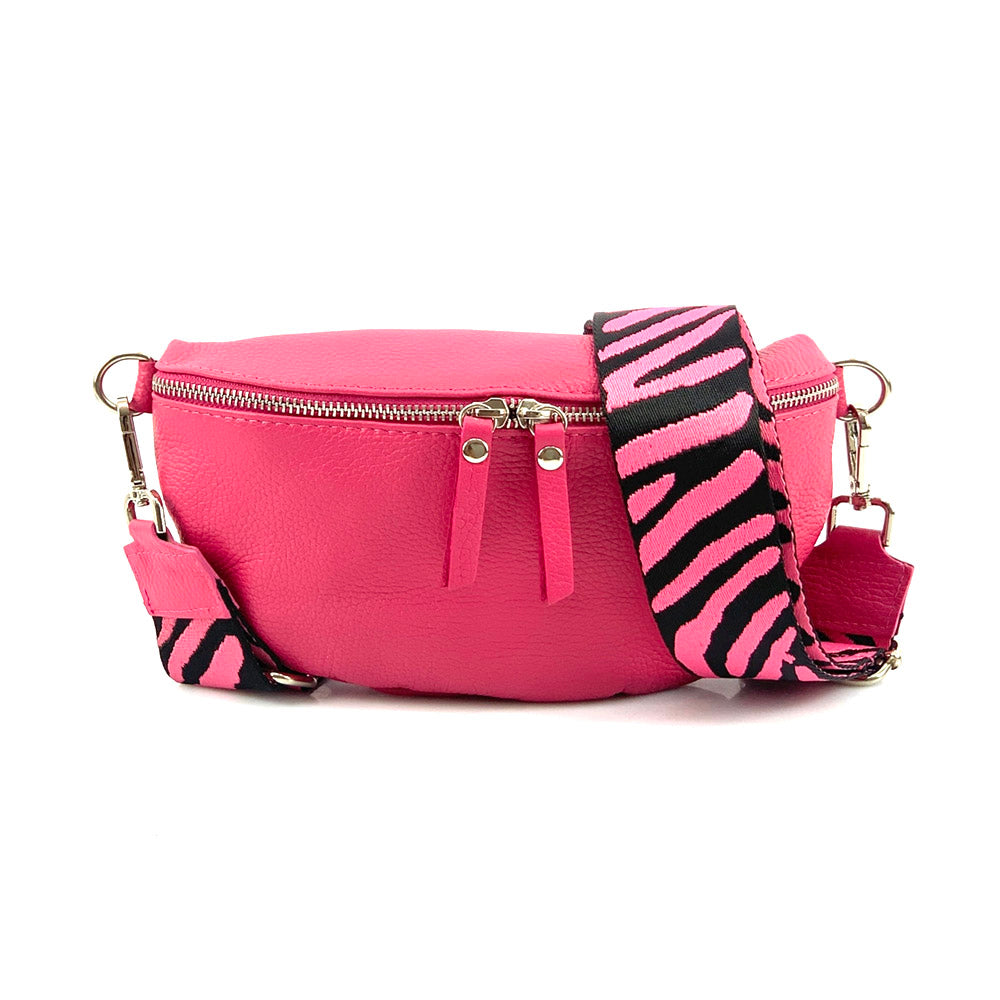 Outdoor Bumbag in pink with striped adjustable strap