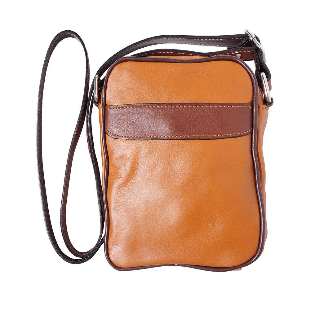 Man‘s Italian leather shoulder bag in soft genuine calf-skin leather