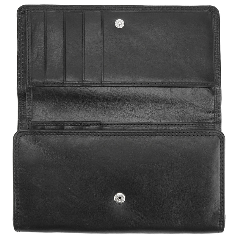 Aurora V Leather Wallet - Black - Italian Leather - Leather Italiano