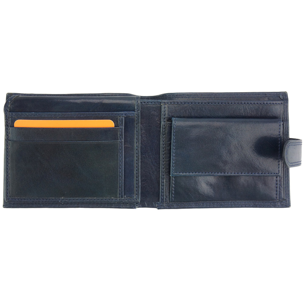 Interior view of the Martino V leather wallet in blue