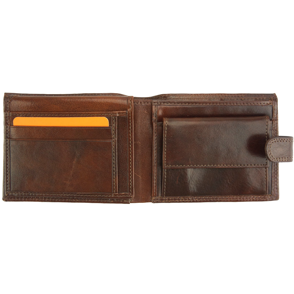 Interior view of the Martino V leather wallet in brown showing card compartments