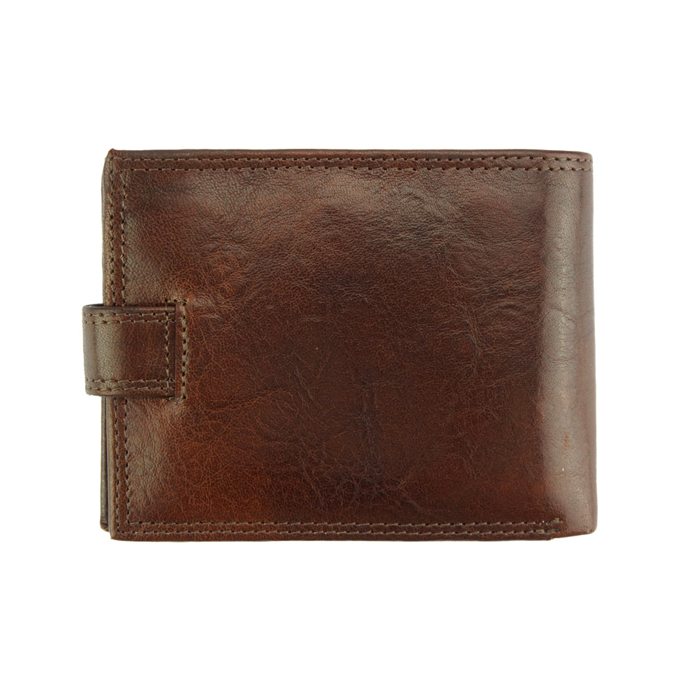 Back view of the Martino V leather wallet in brown