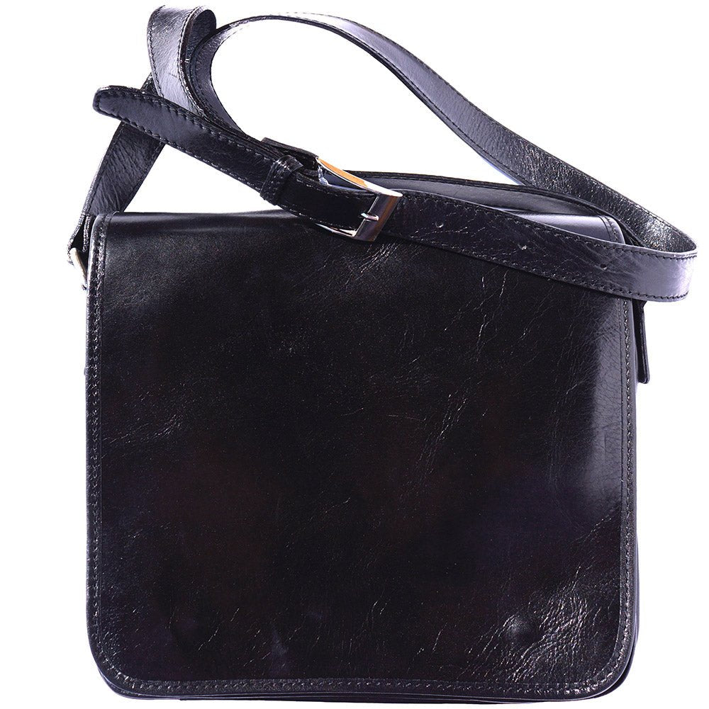 Christopher Black Leather Messenger Bag - Leather Italiano
