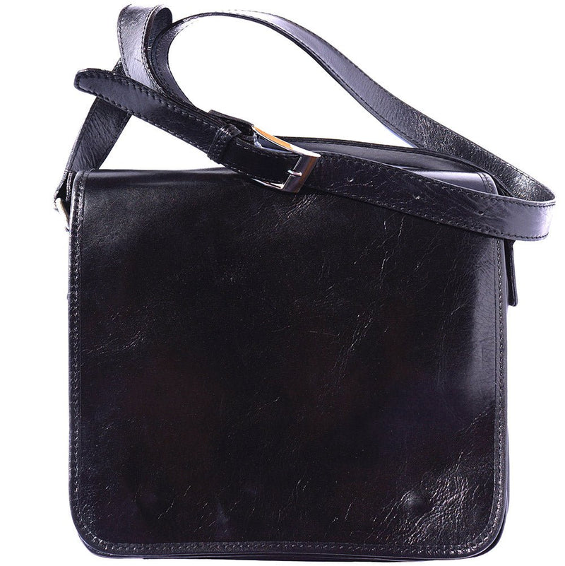 Christopher Black Leather Messenger Bag - Leather Italiano