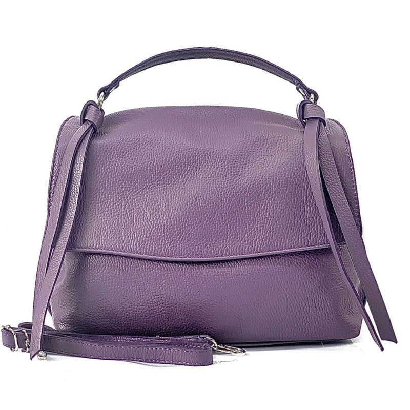 Front View of Freestyle Purple Leather Satchel