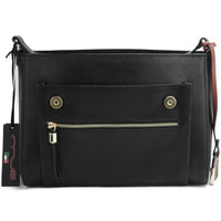 Front View of Gaspare Oversized Black Leather Clutch Bag